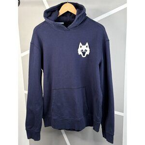 Greyson Navy Hoodie with White Wolf Logo